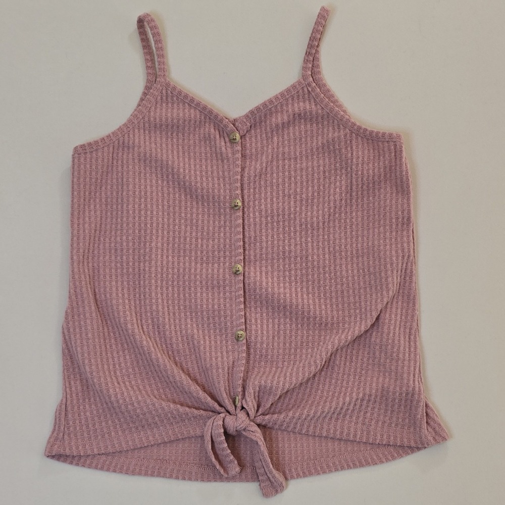 Love, Glam Girl Y2K Waffle Knit Blush Button Up Bottom Tie  Accent Cami Top  XL